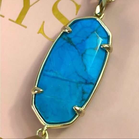 Kendra Scott Eva Gold Necklace Aqua Howlite - Picture 6 of 7